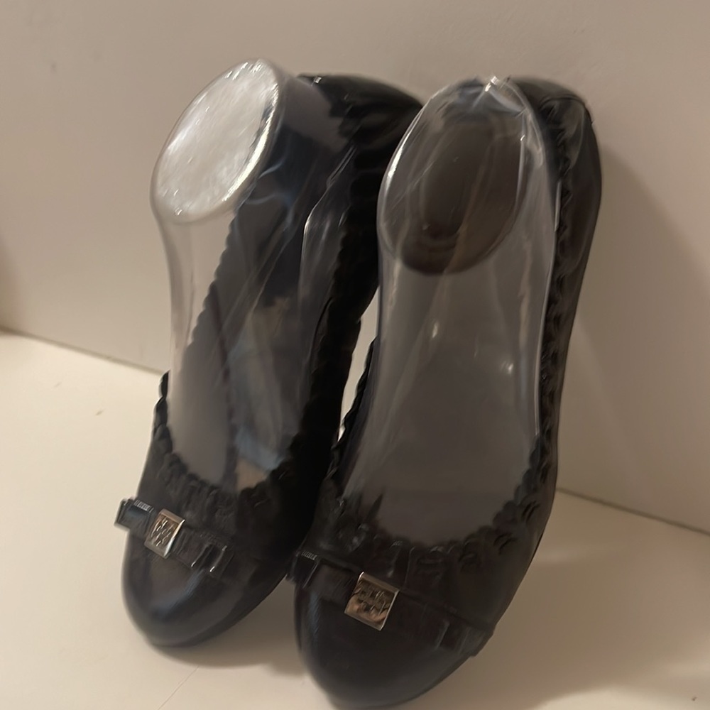 Tory Burch Black Flats with Silver Logo - Picture 10 of 11